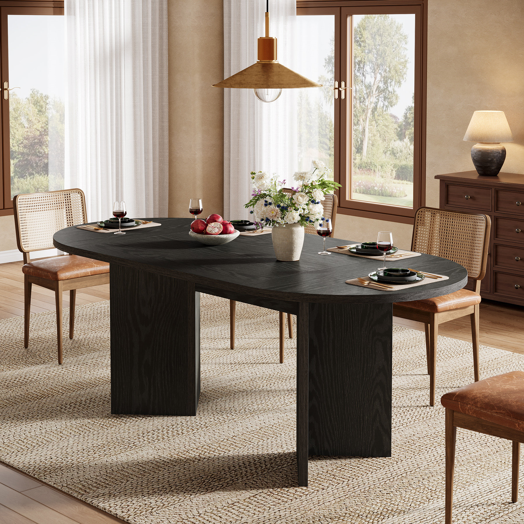 Ebern Designs 63" Oval Dining Table, Farmhouse Kitchen Table - Wayfair ...
